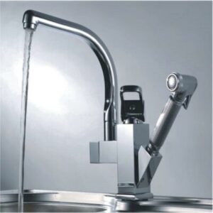 Deck Mounted Single Cold and Hot Sink Mixers Pull Out Kitchen Faucet