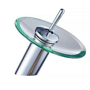 Modern Round Waterfall Brass Chrome Glass Waterfall Bathroom Kitchen Sink Basin