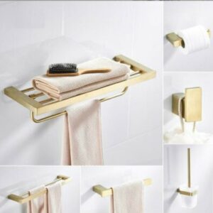 2021 Modern Design Square Shape 6 Pieces Wall Mounted Towel Rack Bathroom Accessories