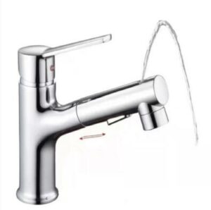 Pull Out Single Cold & Hot Deck Mounted Kitchen Faucets with Pull Down Sprayer