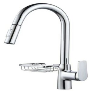 Single Hole Pullout Spray Kitchen Faucet with Soap Basket/Pull Down Kitchen Faucet