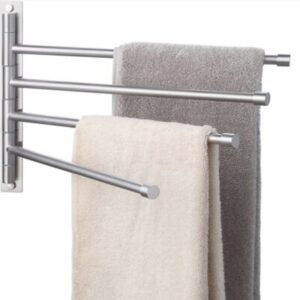 Swivel 4-Arm Stainless Steel Swing Out Towel Racks for Bathroom Rustproof Brushed Finish Wall mounted Towel Bar