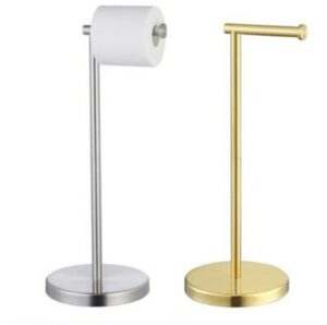 Toilet Paper Holder, Free Standing Tissue Holder - Brass Chrome