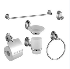 Bathroom Accessory Zinc Alloy 6-Piece Set with Robe Hook, Toilet Paper Holder, Towel Bar, Towel Ring, Tumblder Holder, Soap Holder